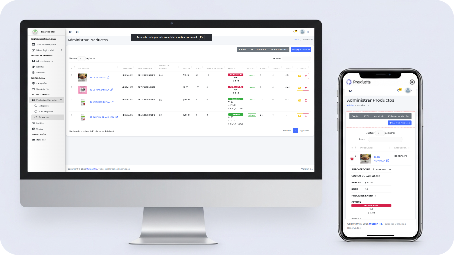 Administración de Productos